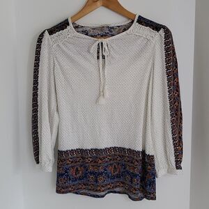 Lucky Brand 3/4-sleeve Cotton Peasant Top In Open Size S